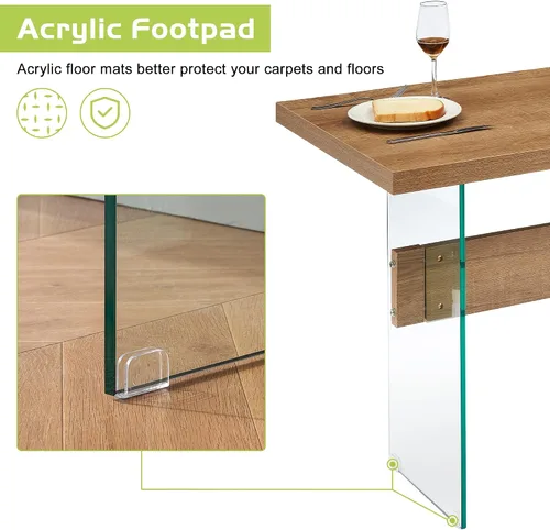 Miniatura 7 de ivinta Mesa de comedor de cristal para 4-6 personas, mesa de cocina rectangular de 55 pulgadas para espacios pequeños, comedor, sala de estar