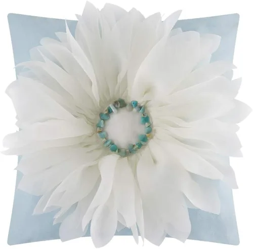Miniatura 11 de OiseauVoler Almohada decorativa hecha a mano de lujo, cojín redondo de flores 3D con inserto para sofá, dormitorio, decoración del hogar, 14