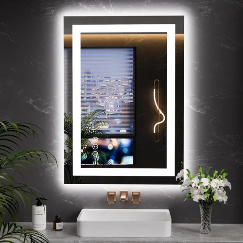 Miniatura 21 de LOAAO Espejo de Baño LED de 40"X32" con Luces, Antivaho, Regulable, Retroiluminación RGB + Iluminación Frontal, Espejo de Tocador de Baño
