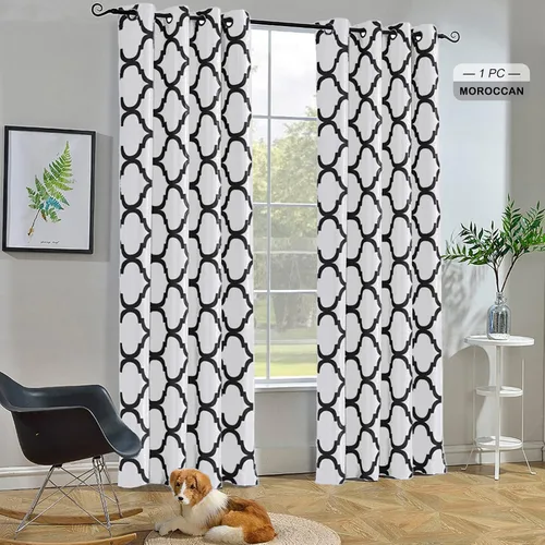 Miniatura 40 de Melodieux - Cortina opaca con aislamiento térmico y ojales, de estilo marroquí, 100 x 84 pulgadas, color gris (1 panel)