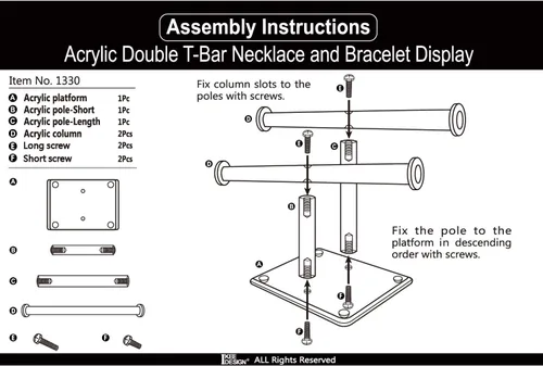 Miniatura 9 de MOOCA Organizador de joyas de acrílico transparente de lujo, soporte de pulsera de barra en T de 2 niveles, soporte de collar acrílico, soporte
