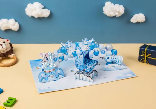 Miniatura 2 de Tarjetas de baby shower para niños, tarjeta de bautismo, tarjeta para bebés nuevos de 6 x 8 pulgadas, tarjetas de regalo, regalos emergentes