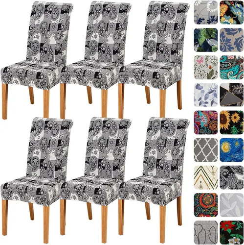Miniatura 9 de HZDHCLH Juego de 6 fundas grises para sillas Parsons de elastano para comedor, fundas elásticas de elastano para sillas Parsons, fundas de asiento