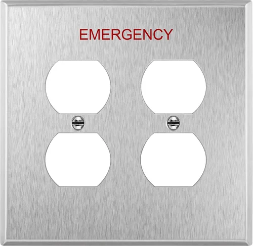 Miniatura 32 de ENERLITES Placa de pared de metal dúplex para receptáculos, cubierta de salida de acero inoxidable, resistente a la corrosión, tamaño de 1 banda