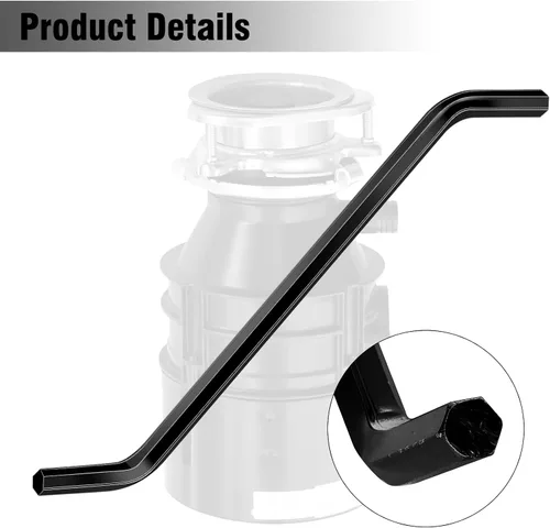 Miniatura 3 de Herramienta de llave de eliminación de basura, piezas de eliminación de basura de metal para fregadero de cocina (negro)