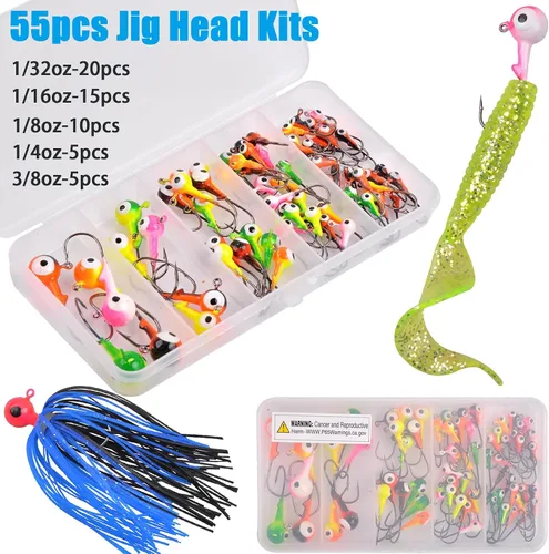 Miniatura 5 de 30 piezas de anzuelos de pesca con cabeza de bola redonda con ojos 3D Crappie jig señuelo pintados ganchos para lubino crappie lubino trucha agua