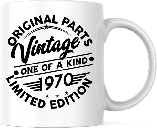 1970 Original Parts Taza de café – Año de nacimiento 1970 – Taza de café Nacido en 1970 – Taza de café de cumpleaños – Taza de café de 11 onzas –