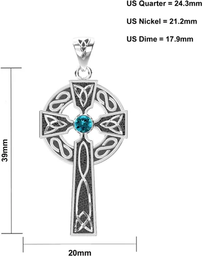 Miniatura 4 de US Jewels Colgante de plata de ley 925 para hombre de 1.5 pulgadas, rubí sintético, piedra natal de julio, nudo celta irlandés, Plata esterlina