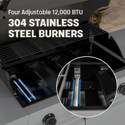 Miniatura 6 de TYTUS Anaheim parrilla de gas propano de 5 quemadores para cocinar al aire libre, parrilla de 48,000 BTU y quemador lateral de 12,000 BTU, área