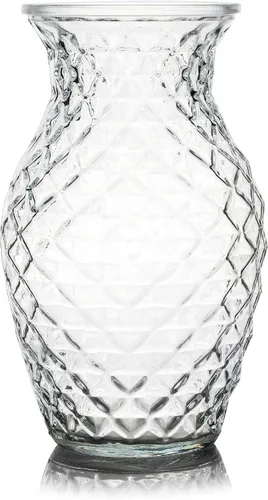Miniatura 8 de Enova Floral Jarrón de vidrio acanalado transparente para flores, 4.0 pulgadas de ancho y 8.0 pulgadas de alto, florero de flores para ramo, moderno