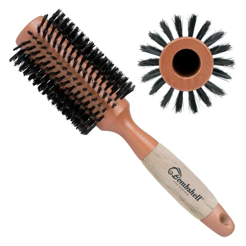 Miniatura 9 de Bombshell Cepillo Redondo de Madera de Abedul – 1.75 pulgadas de ancho, 10 pulgadas de largo, cerdas de jabalí, mango de madera natural