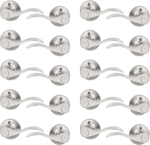 Miniatura 11 de Probrico - Paquete de 2 manijas de puerta decorativas para puertas con apertura a la izquierda y derecha, estilo ondulado, con acabado de níquel