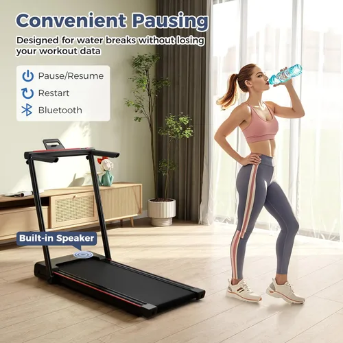 Miniatura 6 de GYMAX Cinta de correr con escritorio, caminadora 3 en 1 para debajo del escritorio, almohadilla para caminar con escritorio extraíble, monitor LED