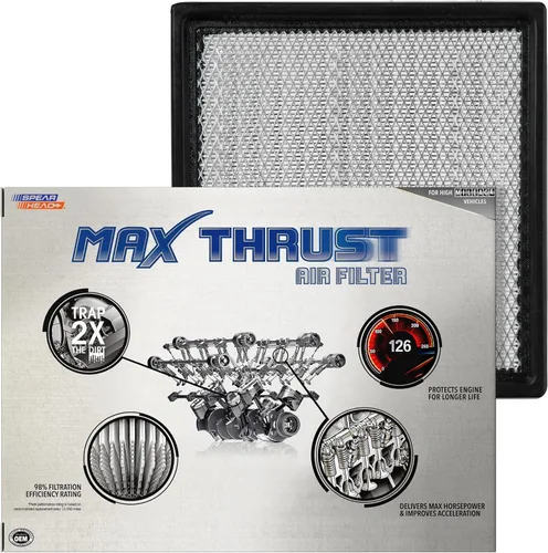 Miniatura 10 de Filtro de aire de motor Spearhead MPG Defense Max Thrust para vehículos de todo kilometraje, se adapta como el OEM, restaura MPG y aceleración