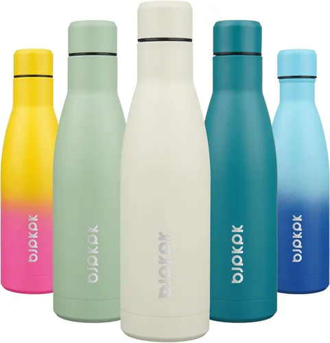 Miniatura 84 de BJPKPK Botellas de agua de acero inoxidable con aislamiento de 17 onzas, mantiene el frío y el calor, brillante oro rosa Oro rosa brillante