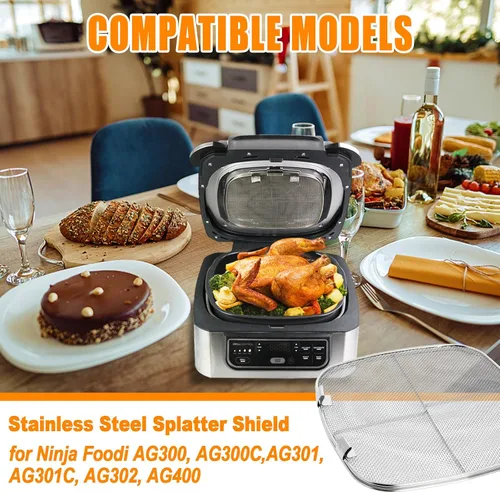Miniatura 4 de Protector de salpicaduras de acero inoxidable para Ninja Foodi AG301, accesorios para freidora de aire, protector de salpicaduras de freidora