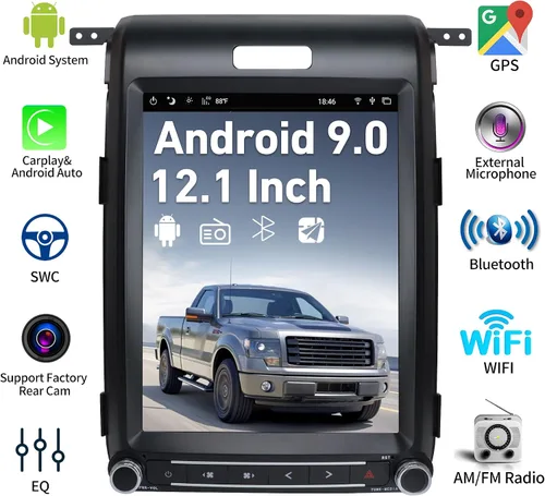 Miniatura 5 de Radio con pantalla táctil de 12.1 ″ estilo T para Ford F150 2013-2014, unidad principal Android con navegación GPS, Bluetooth, WiFi, USB/AUX