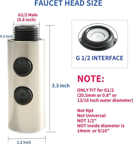 Miniatura 2 de Cabezal rociador de grifo de fregadero de cocina, accesorio rociador de 2 funciones para grifo, pieza de repuesto de cabezal de grifo extraíble