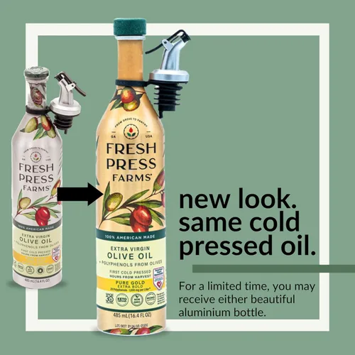 Miniatura 3 de Fresh Press Farms Aceite de Oliva Extra Virgen Oro Puro de Alto Contenido de Polifenoles Prensado en Frío, 16.4 Fl Oz (Paquete de 2), Cultivado