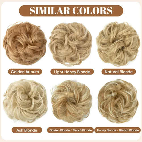 Miniatura 3 de CJL HAIR Pieza de Cabello Grande para Moño Despeinado Ondulado Rizado Coleteros Chignon Sintético Extensiones de Cabello Cola de Caballo Piezas
