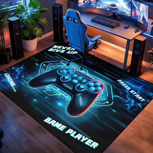 Miniatura 13 de Alfombras de Jugador para Dormitorio de Niños, Pintura de Dibujos Animados con Gamepad, Alfombra para el Hogar para Adolescentes, Decoración Genial