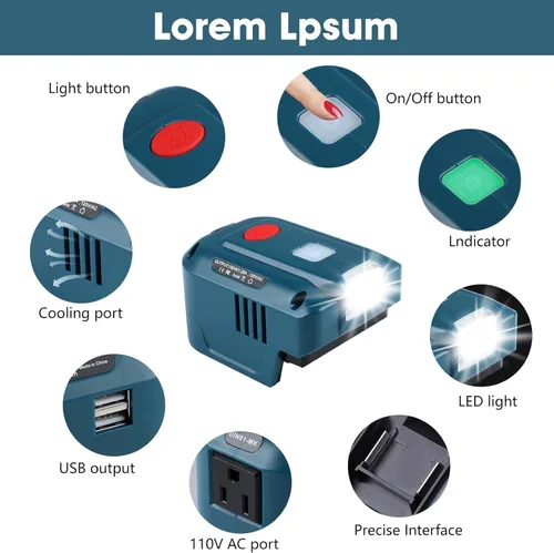 Miniatura 3 de Adaptador de cargador de teléfono de 150 W para Makita de 18 V, URUN DC 18 V a CA 120 V, fuente de alimentación inversor superior para Makita