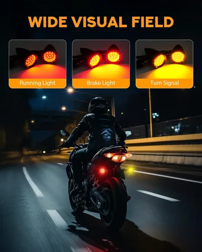 Miniatura 2 de PBYMT Luz trasera para motocicleta, 24 LED, luz trasera ámbar roja, luz trasera SMD para motocicleta, indicador intermitente compatible con Honda