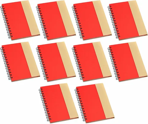 Miniatura 9 de DISCOUNT PROMOS Juego de 1 cuadernos de espiral ecológicos personalizados con bolígrafos, paquete personalizado a granel, perfecto para negocios