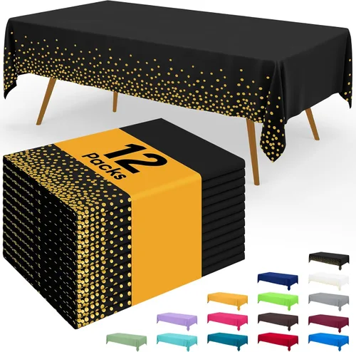 Miniatura 131 de Smiry - Juego de 6 manteles desechables, 54 x 78 pulgadas, manteles impermeables rectangulares para fiestas, cubierta de mesa de plástico