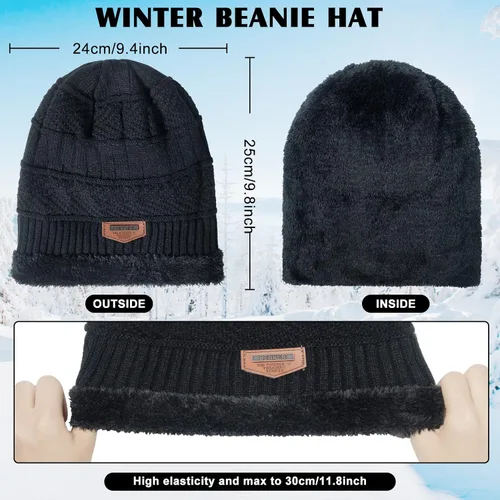 Miniatura 2 de Conjunto de bufanda y guantes de invierno con forro polar cálido para hombres y mujeres