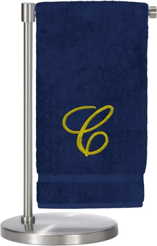 Miniatura 79 de Script R - Toalla de baño con monograma, regalo personalizado, 27 x 54 pulgadas, juego de 1 toalla bordada con texto dorado, 100% algodón turco