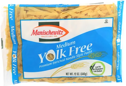 Manischewitz Pasta de fideos premium enriquecida mediana sin yema de 12 onzas (paquete de 3) sin colesterol, 0.28 oz de proteína por porción, baja