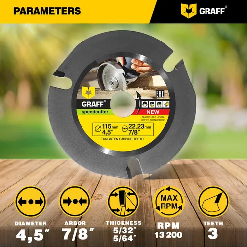 Miniatura 4 de GRAFF SPEEDCUTTER - Disco de tallado de madera de 4 ½ para amoladora angular, hoja de sierra circular para cortar, esculpir y dar forma, eje de 7/8