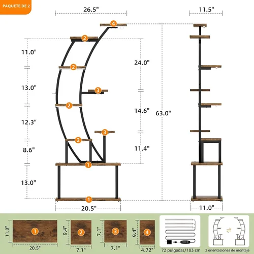 Miniatura 6 de BACEKOLL - Soporte para plantas de interior con luces de crecimiento, estantería metálica de 9 niveles, soporte alto de plantas de 162 cm