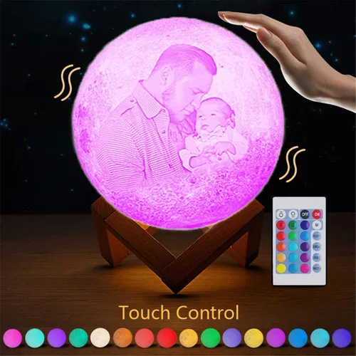 Miniatura 2 de Luz nocturna personalizada con foto de 16 colores, impresión 3D personalizada, carga USB, lámpara de luna, luz de luna, luz nocturna para niños