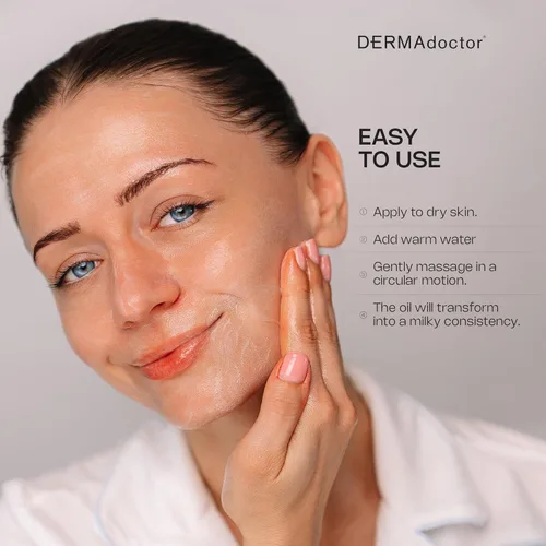 Miniatura 6 de DERMAdoctor Aceite limpiador hidratante y removedor de maquillaje; limpiador facial suave sin fragancia formulado por dermatólogos con aceite