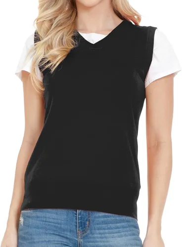 Miniatura 5 de EIMIN Suéter elástico sin mangas con cuello en V para mujer (S-3X), Esw011_babypink