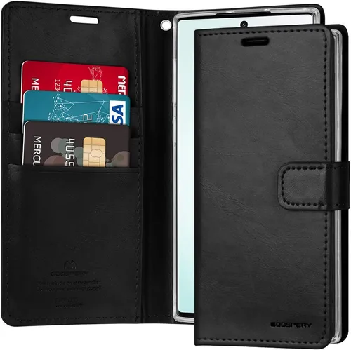GOOSPERY Blue Moon Wallet para Samsung Galaxy Note 10 Case (2019) Funda de cuero con tapa (Negro)