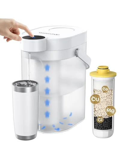 Miniatura 12 de Waterdrop ED11W - Dispensador de filtro de agua recargable con 2 filtros, jarra eléctrica instantánea potente de 5 etapas de larga duración, reduce