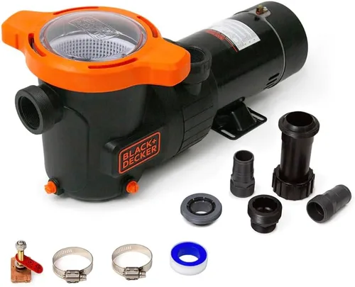 Miniatura 2 de BLACK+DECKER Bomba de piscina, bomba de piscina de una sola velocidad de eficiencia energética para piscinas sobre el suelo con cesta de filtro, 1HP