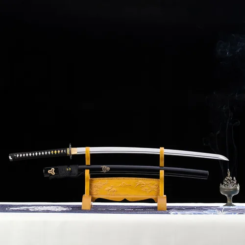 Miniatura 5 de Katana Sword Real Rayskin 9260 - Espada samurái negra y kit de limpieza profesional Katana