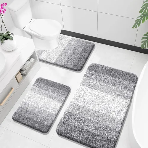 Miniatura 34 de OLANLY Juego de alfombras de baño de 3 piezas, alfombras de baño de microfibra suave y absorbente y alfombra de inodoro de contorno en forma de U
