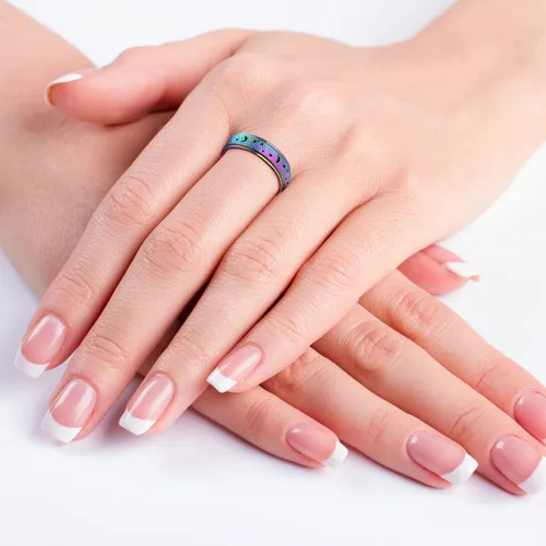 Miniatura 6 de Anillos giratorios para aliviar la ansiedad y la ansiedad para mujeres, 0.236 pulgadas, acero inoxidable, para aliviar la preocupación y el estrés