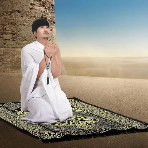 Miniatura 6 de Mindsoft 10 alfombras de oración musulmana islámica con sombreros Kufi, gorra de oración, cuentas de oración musulmanas Tasbih, brújula portátil