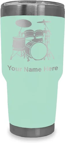 Miniatura 16 de LaserGram Vaso aislado al vacío de 20 onzas, juego de batería, grabado personalizado incluido (negro)