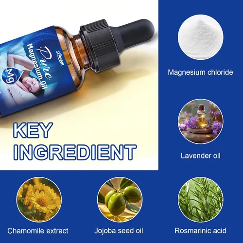 Miniatura 3 de Gotas de aceite de magnesio 100% orgánico natural - Nutre la piel, fácil de absorber y usar, botella de vidrio de 2 onzas líquidas