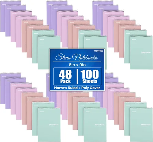 Miniatura 20 de Mintra Office Steno Book - (colores pastel, 4 blocs por paquete, con rayas Gregg) – 6 x 9 pulgadas, 70 hojas, cuaderno para escribir notas