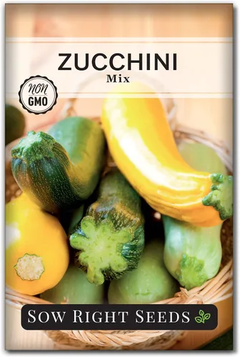 Sow Right Seeds - Semillas de mezcla de calabacín para plantar - Paquete de reliquia sin OMG con instrucciones para plantar y cultivar un huerto