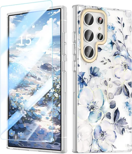 Miniatura 11 de MILPROX Compatible con Samsung Galaxy S22 Funda de Flores, bonito diseño de funda para niñas y mujeres, a prueba de golpes, patrón floral, parte