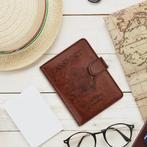 Miniatura 7 de WALNEW Funda para pasaporte, tarjetero para pasaporte de viaje, funda tipo cartera, E-Café, E